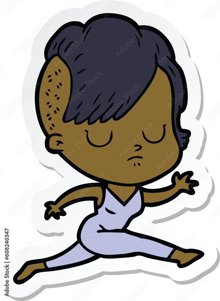 sticker of a cartoon woman sticker of a cartoon woman