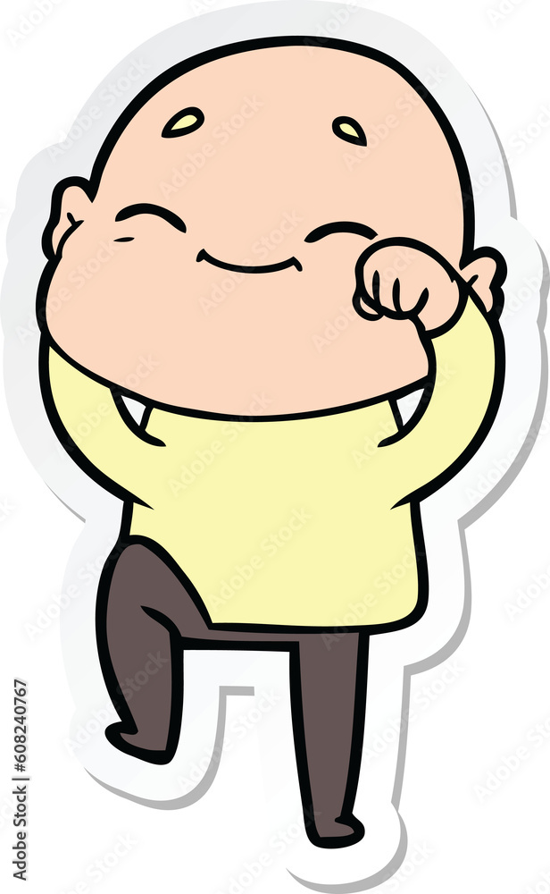 sticker of a happy cartoon bald man sticker of a happy cartoon bald man