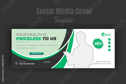 Doctor profile banner template modern social media cover design for promoting dental care and medical clinic services