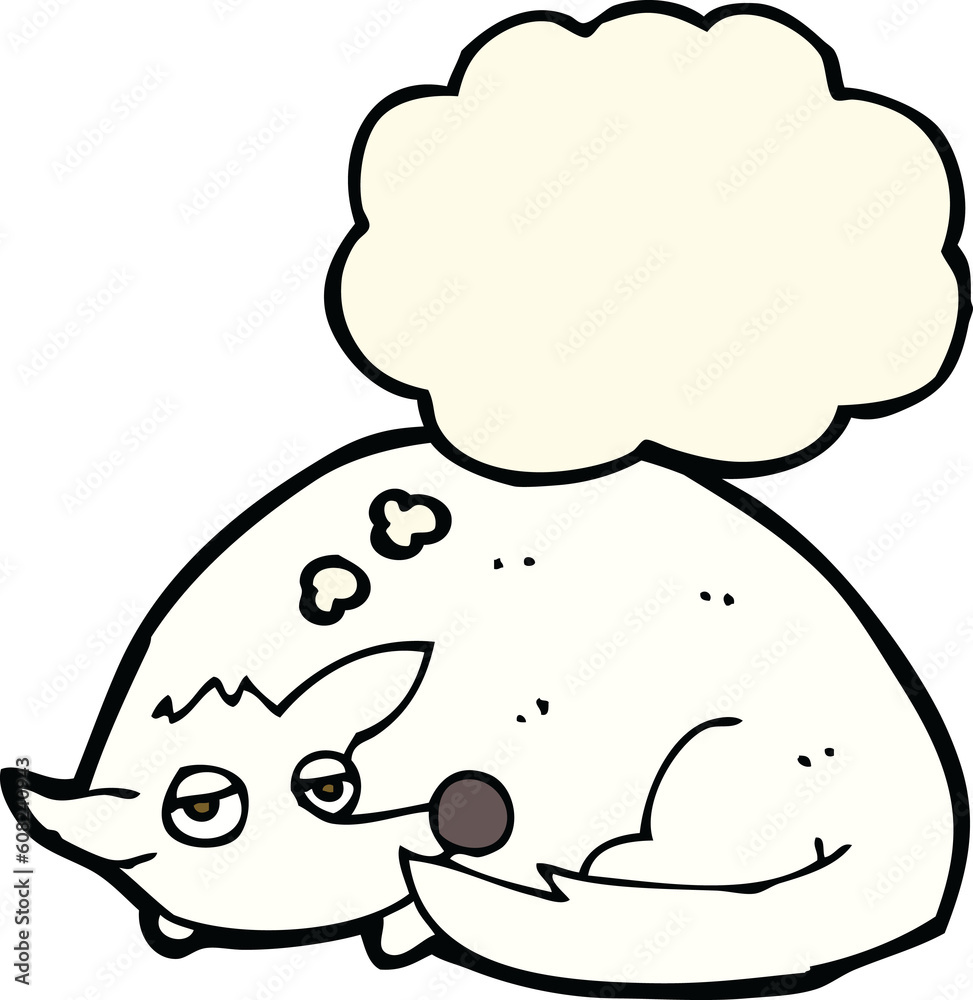 cartoon curled up dog with thought bubble cartoon curled up dog with thought bubble