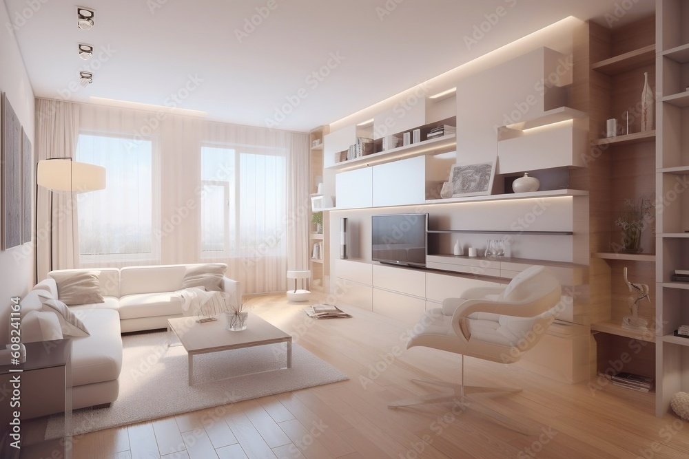 Fototapeta premium AI generated high-tech interior of modern look apartment