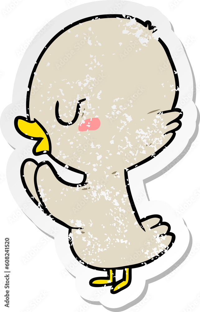 Fototapeta premium distressed sticker of a cartoon duckling