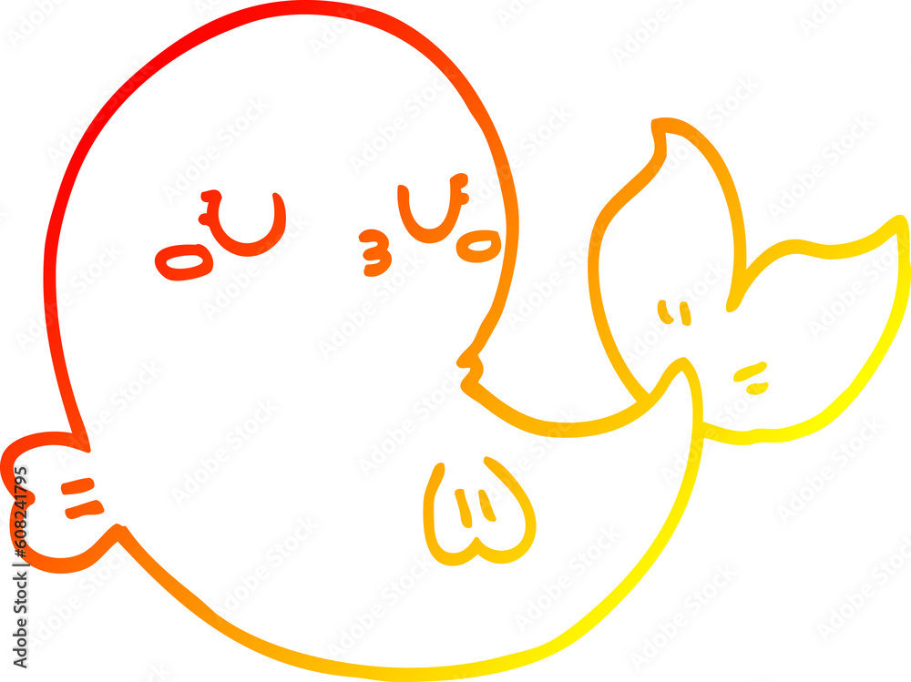 warm gradient line drawing of a cute cartoon whale warm gradient line drawing of a cute cartoon whale