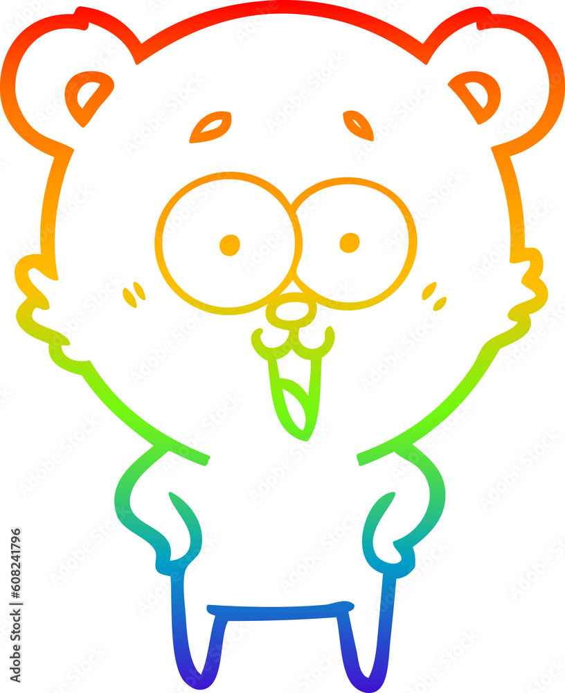 rainbow gradient line drawing of a laughing teddy bear cartoon rainbow gradient line drawing of a laughing teddy bear cartoon