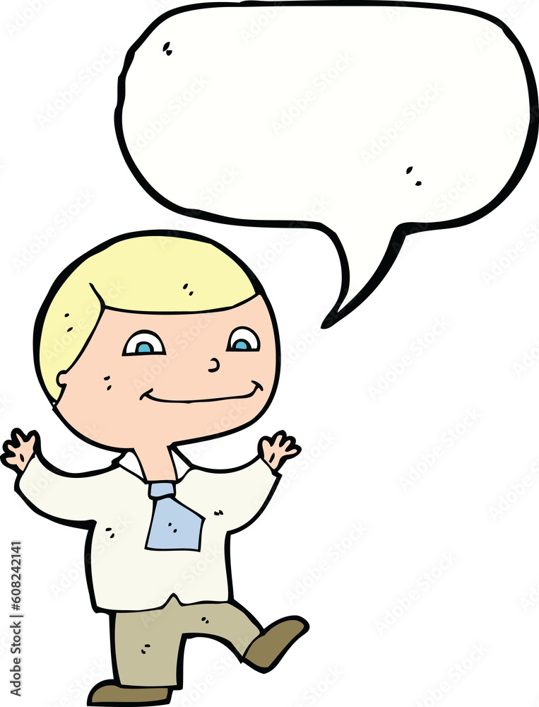cartoon happy boy with speech bubble cartoon happy boy with speech bubble