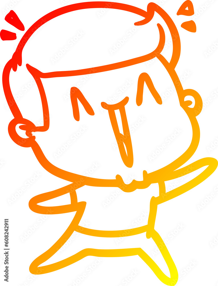 warm gradient line drawing of a cartoon happy man warm gradient line drawing of a cartoon happy man