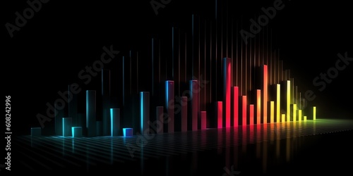 Equalizer preview wavy, illustration for product presentation template, copy space dark background. Ai generative