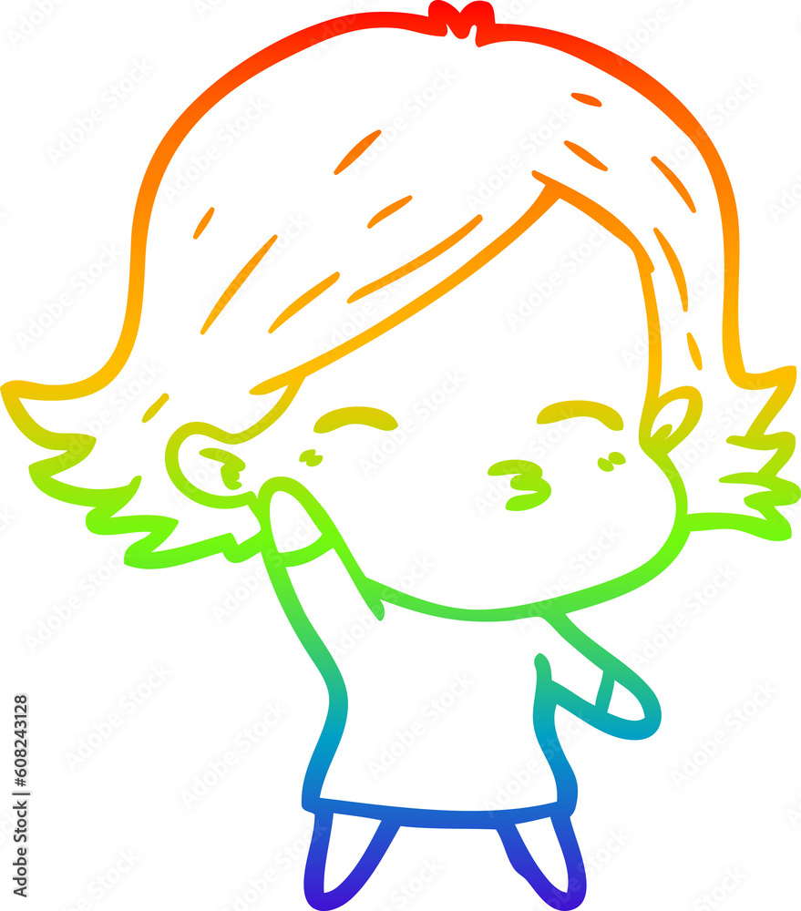 rainbow gradient line drawing of a cartoon woman rainbow gradient line drawing of a cartoon woman