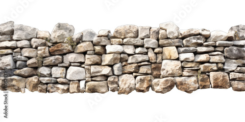 Stone wall isolated on transparent background. Old ancient stone wall photo