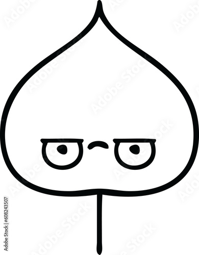 Foto line drawing cartoon of a expressional leaf