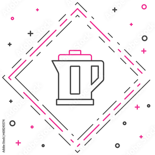 Line Electric kettle icon isolated on white background. Teapot icon. Colorful outline concept. Vector