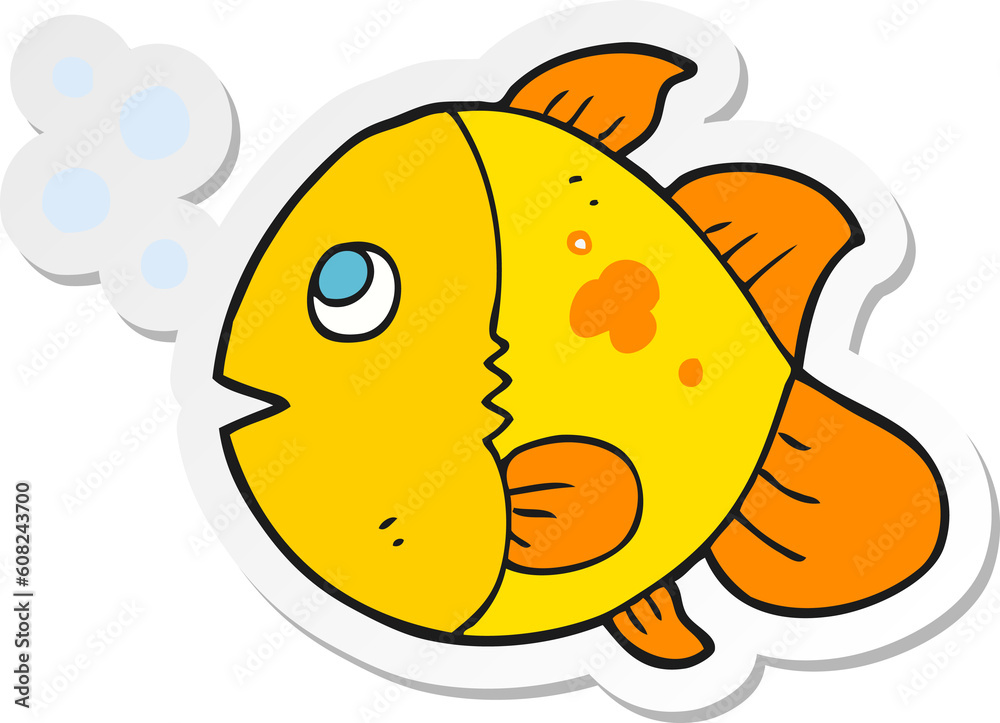 sticker of a cartoon fish