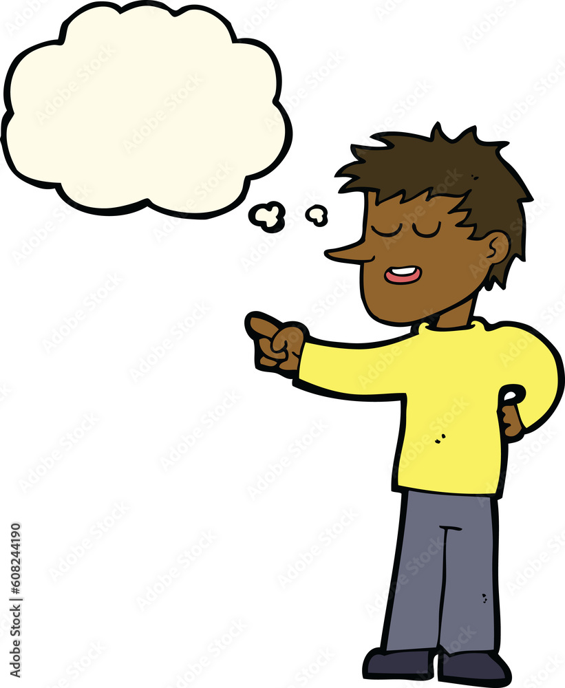 cartoon man pointing with thought bubble cartoon man pointing with thought bubble