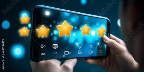App Erklärung für Smartphone als Zeichnung für Sterne Bewertung, ai generativ