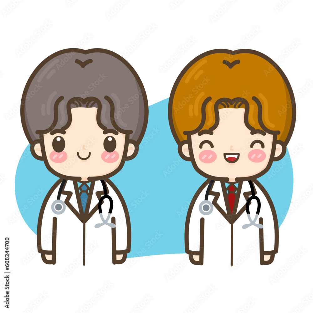 Cartoon doctor smiling. Medical doctor in white coat. vector illustration isolated cartoon background Cartoon doctor smiling. Medical doctor in white coat. vector illustration isolated cartoon background
