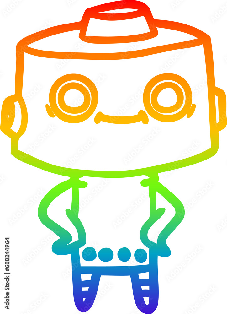 rainbow gradient line drawing of a cartoon robot rainbow gradient line drawing of a cartoon robot