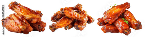 a set of delicious chicken wings on transparent background