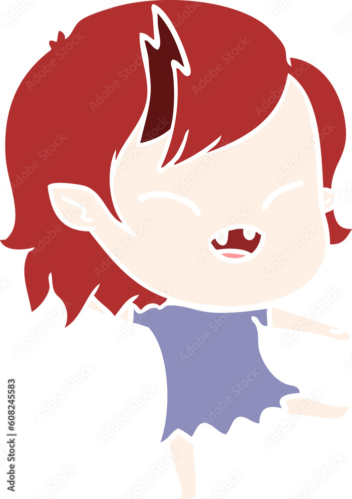 flat color style cartoon laughing vampire girl flat color style cartoon laughing vampire girl