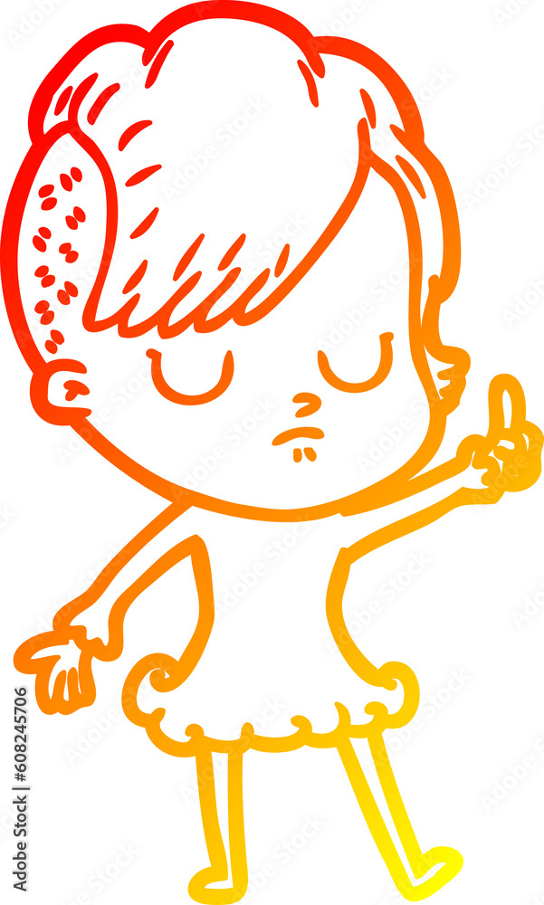 warm gradient line drawing of a cartoon woman warm gradient line drawing of a cartoon woman