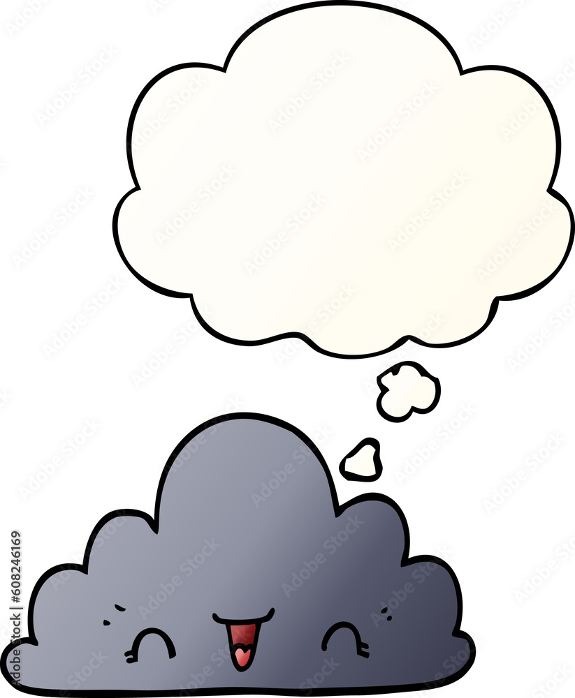 cute cartoon cloud with thought bubble in smooth gradient style cute cartoon cloud with thought bubble in smooth gradient style
