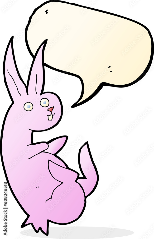 Obraz premium cue cartoon rabbit with speech bubble
