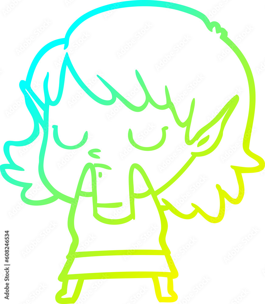 cold gradient line drawing of a cartoon elf girl cold gradient line drawing of a cartoon elf girl