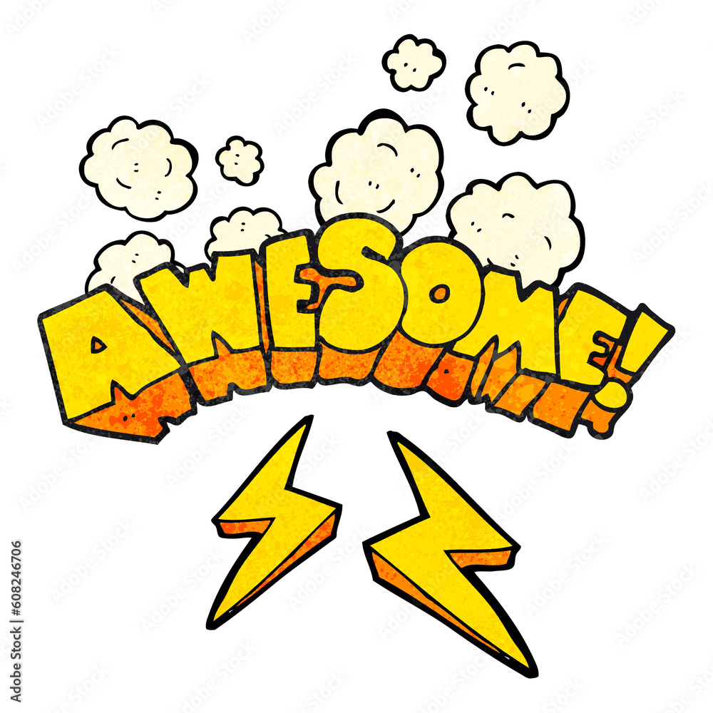 freehand drawn texture cartoon word awesome freehand drawn texture cartoon word awesome