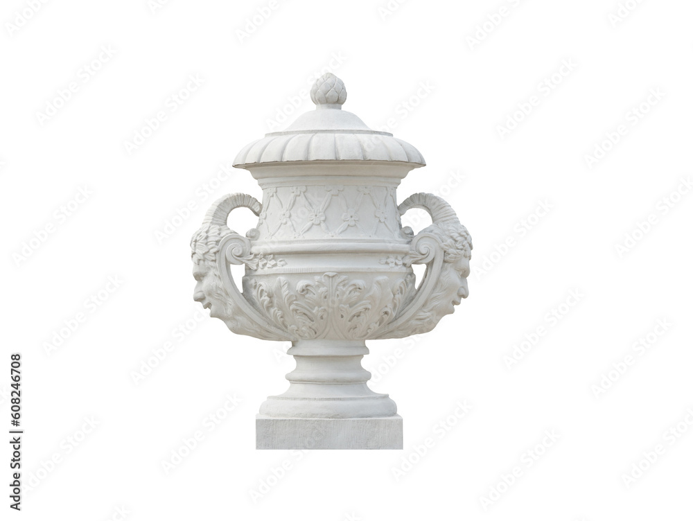 medieval plaster vase isolated on white background medieval plaster vase isolated on white background