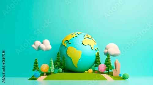 World environment and earth day concept with globe, nature and eco friendly environment. Generative AI,