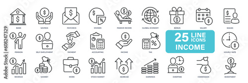 Income thin line icons. Editable stroke. For website marketing design, logo, app, template, ui, etc. Vector illustration. photo