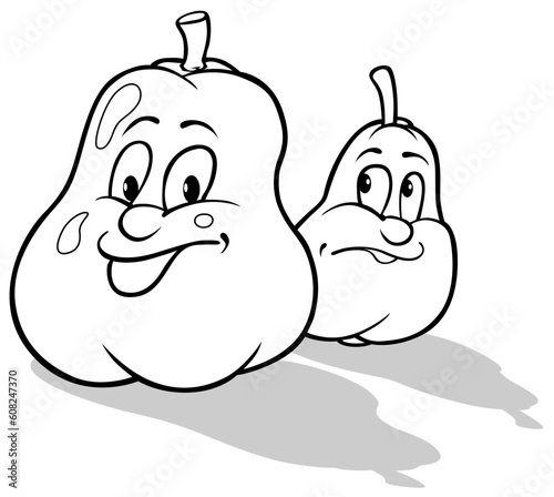 Drawing of Two Pears with F...
