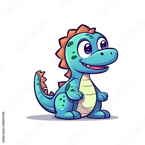 Playful Dino  Adorable 2D Illustration