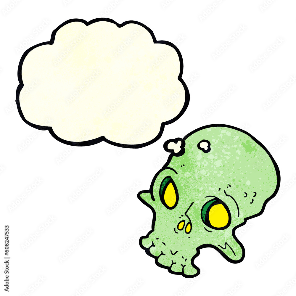 cartoon spooky skull with thought bubble cartoon spooky skull with thought bubble