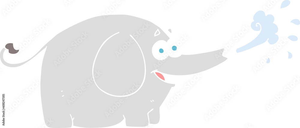 Fototapeta premium flat color illustration of elephant squirting water