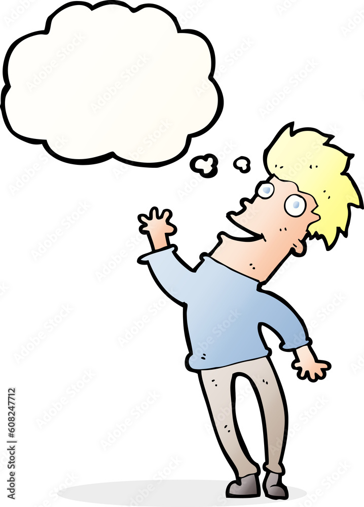 cartoon happy man with thought bubble cartoon happy man with thought bubble