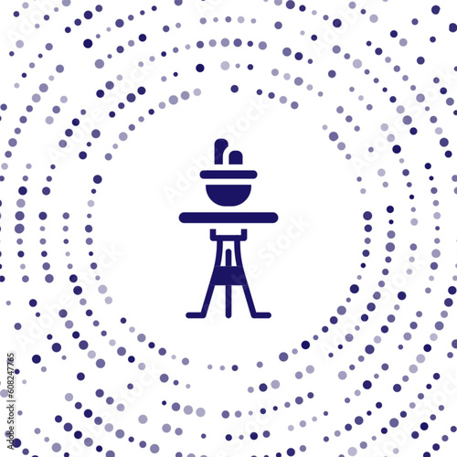 Blue Plant in pot on table icon isolated on white background. Plant growing in a pot. Potted plant sign. Abstract circle random dots. Vector