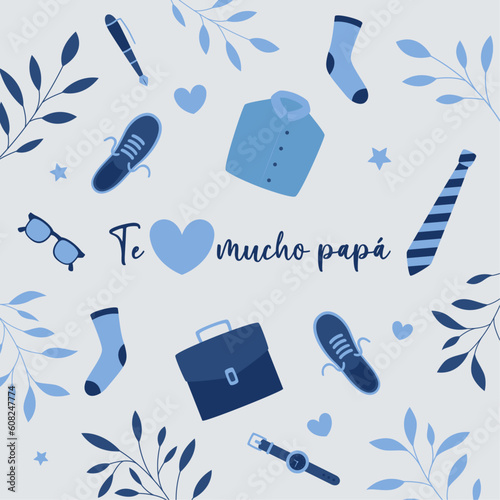 Feliz día del padre. Tarjeta de felicitación