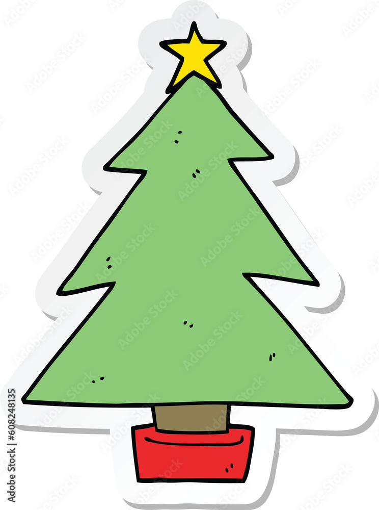 Fototapeta premium sticker of a cartoon christmas tree