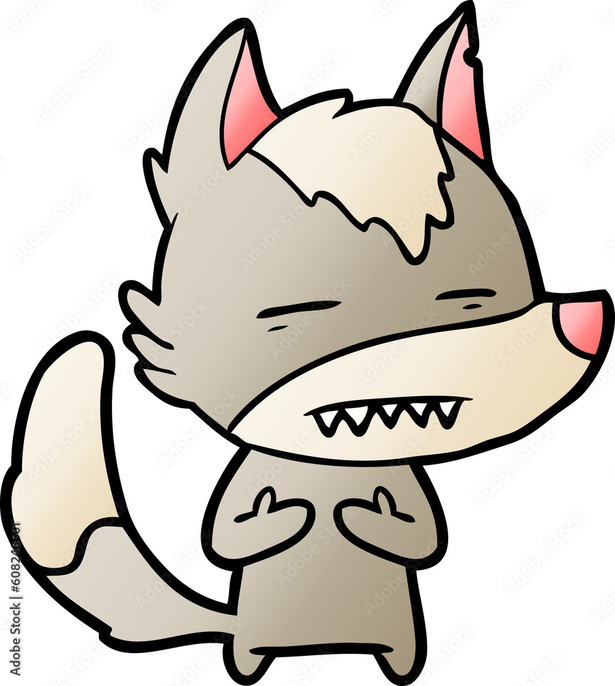 cartoon wolf showing teeth cartoon wolf showing teeth