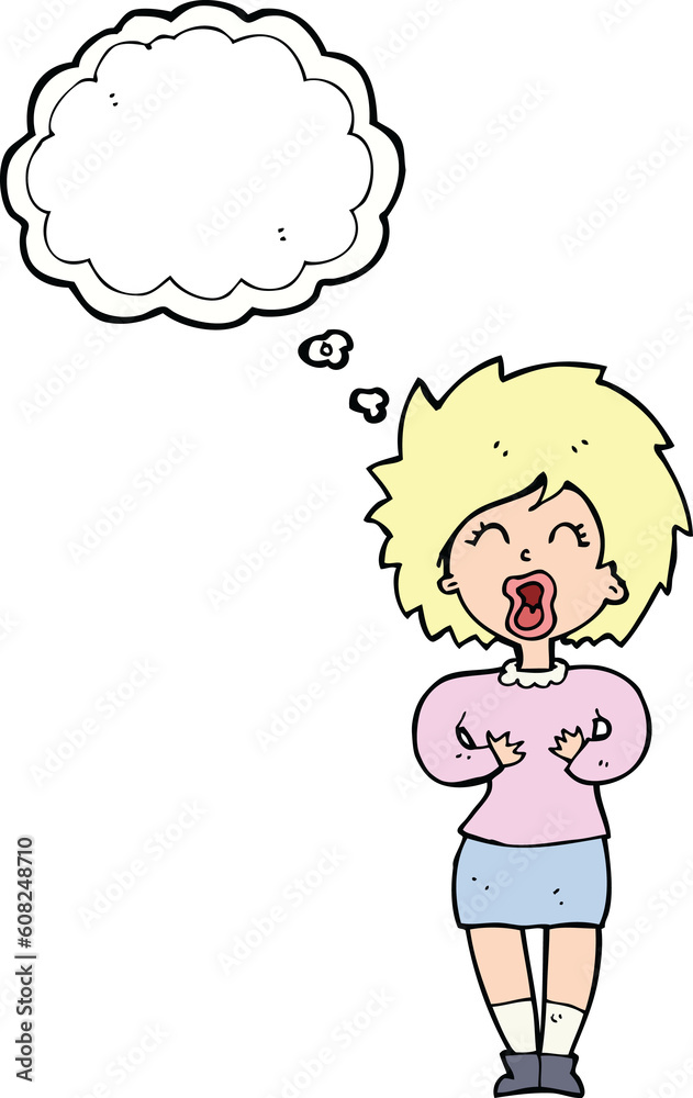 cartoon screaming woman with thought bubble cartoon screaming woman with thought bubble