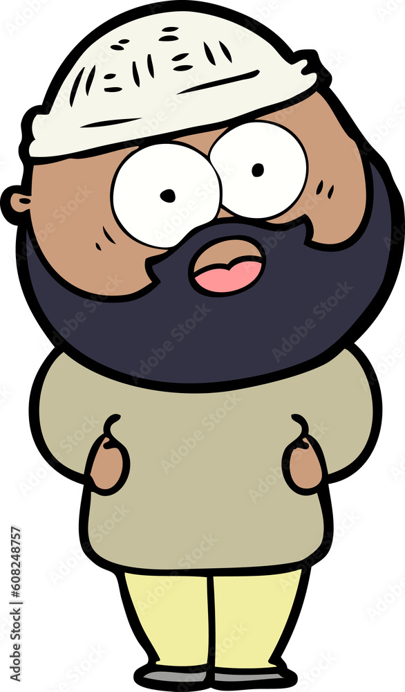 cartoon surprised bearded man