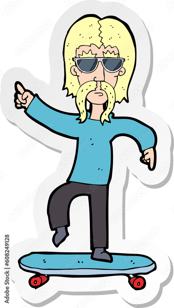 sticker of a cartoon old skater sticker of a cartoon old skater