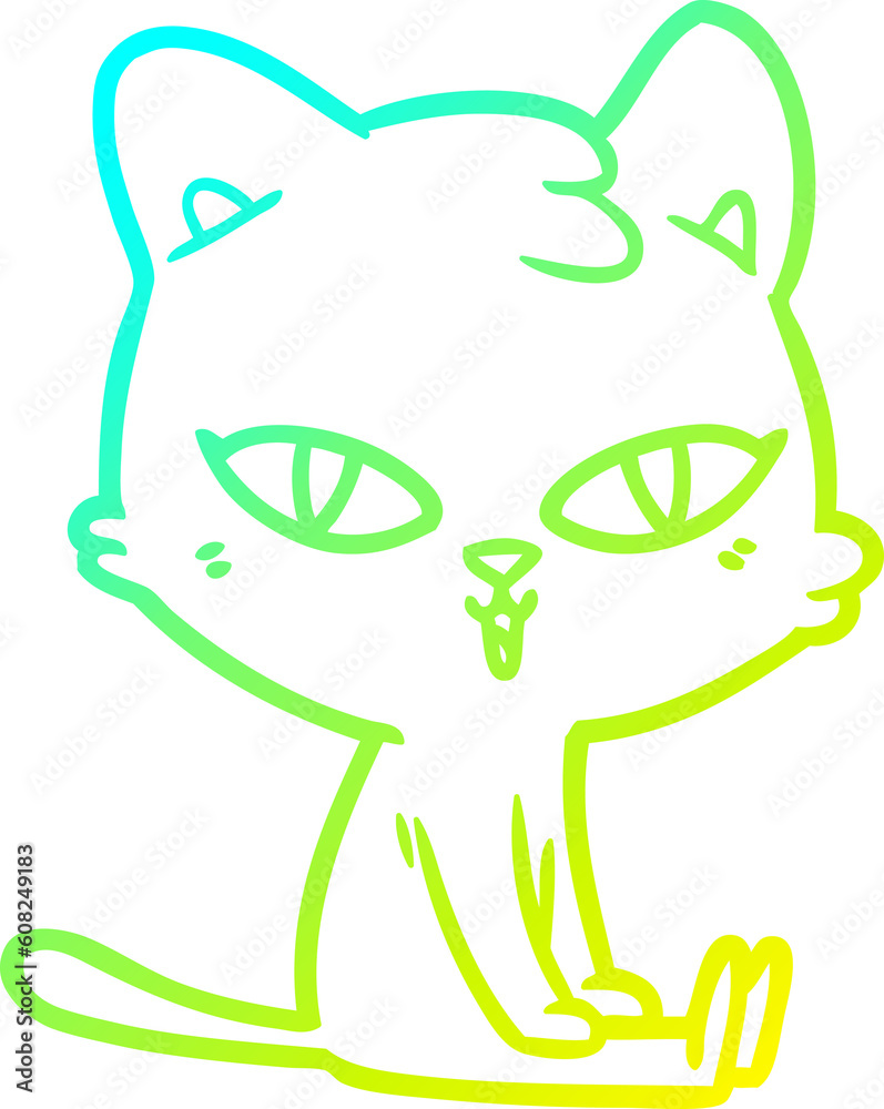 cold gradient line drawing of a cartoon cat cold gradient line drawing of a cartoon cat