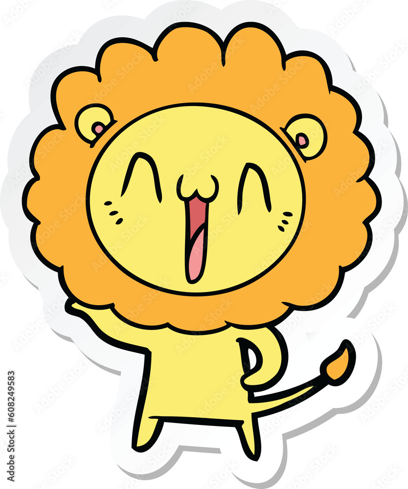 sticker of a happy cartoon lion sticker of a happy cartoon lion