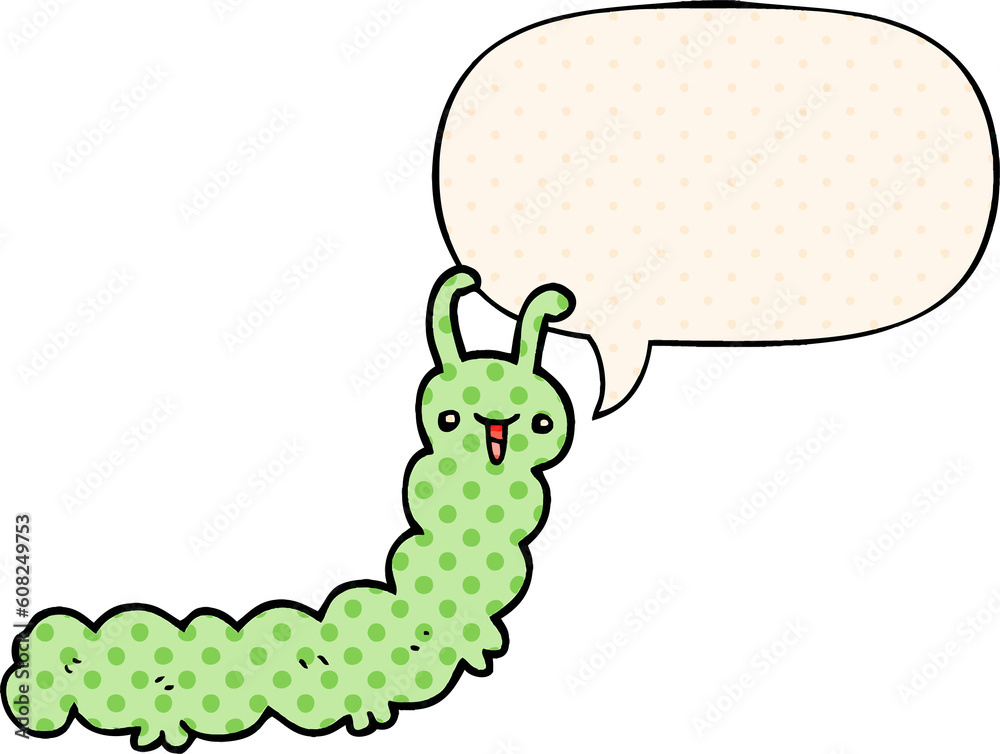 cartoon caterpillar with speech bubble in comic book style cartoon caterpillar with speech bubble in comic book style