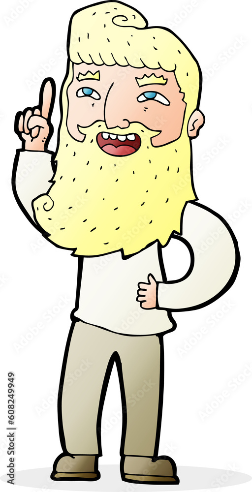 cartoon happy bearded man with idea cartoon happy bearded man with idea
