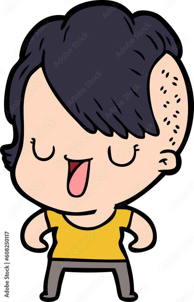 cute cartoon girl with hipster haircut