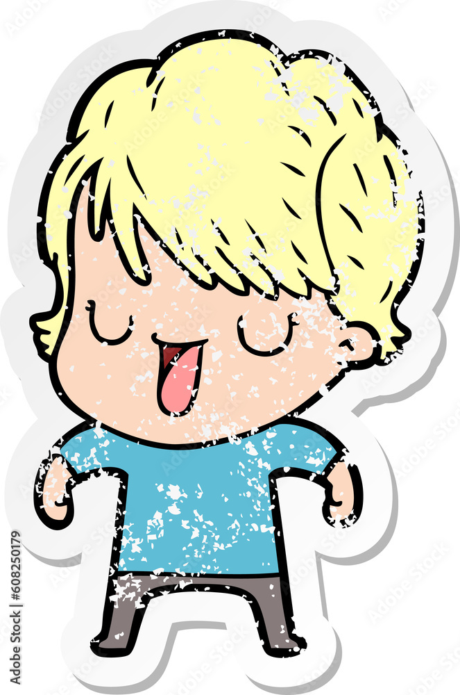 distressed sticker of a cartoon woman talking distressed sticker of a cartoon woman talking