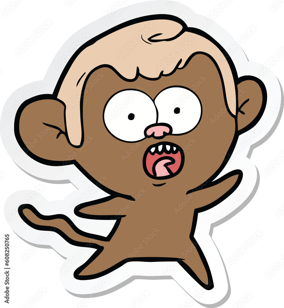 sticker of a cartoon shocked monkey sticker of a cartoon shocked monkey