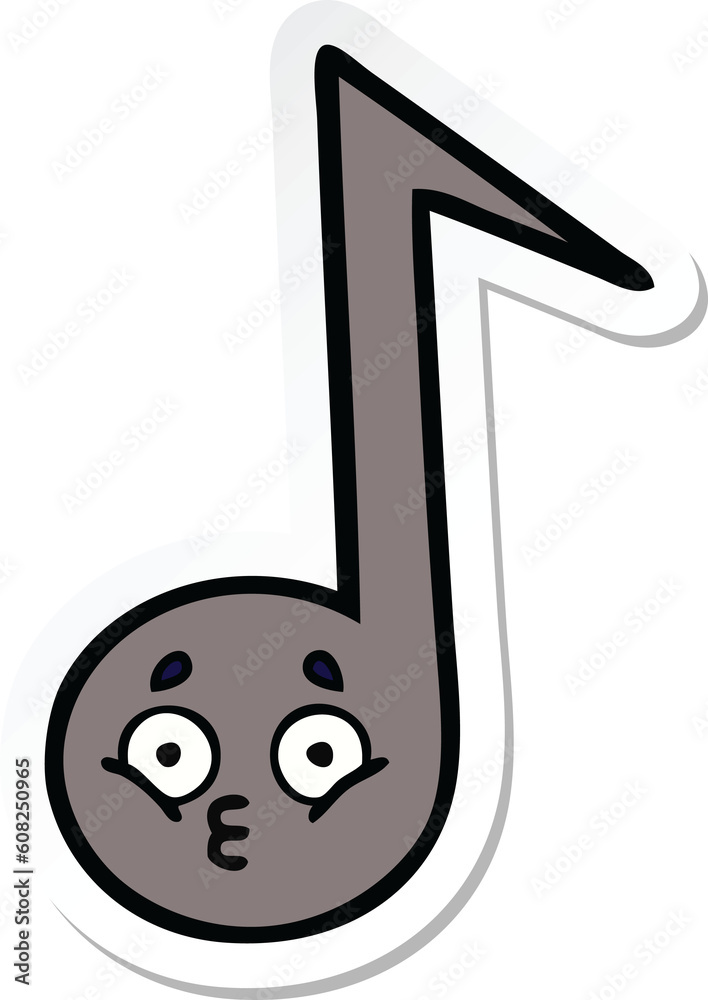 sticker of a cute cartoon musical note sticker of a cute cartoon musical note